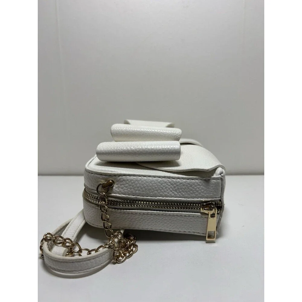Like Dreams/Grossi Senna Chloe boxy faux-leather bow mini crossbody bag White